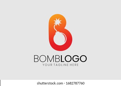 Letter B simple and clean bomb logo