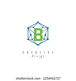 letter B and IT simple Creative elegant hexagon hexagonal poligon logo Design