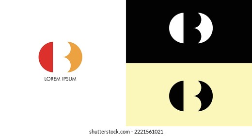 Letter B simple elegant logo with black and white background, color full logo design