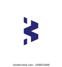 letter b simple geometric logo vector