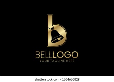 Buchstabe B, einfaches goldenes Glockenlogo