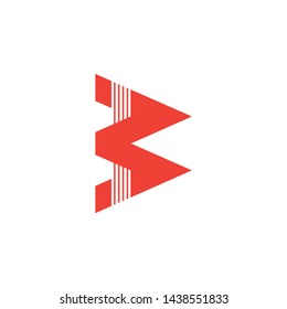 letter b simple stripes geometric logo vector