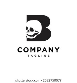 Letter B Skull Logo Icon Vector