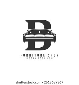 Letra B Diseño de Logo. Icono de muebles de alfabeto B