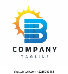 Letter B Solar Energy Logo, Solar Power Panel Design