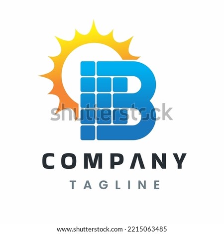 Letter B Solar Energy Logo, Solar Power Panel Design
