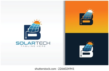 Letter B Solar Tech Energy Logo Vector