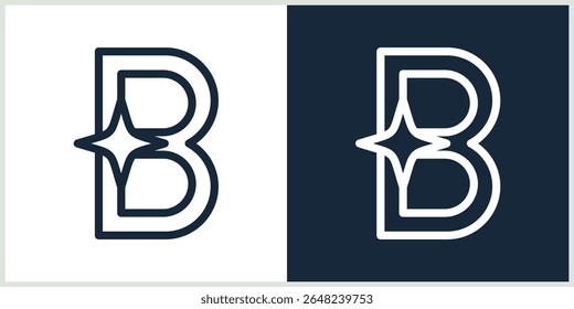 letra B faísca logotipo linha vetor minimalista