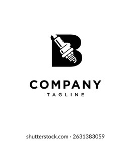 Letter B Spark Plug Logo Icon Vector