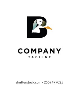 Letter B Spectacled Eider Logo Icon Vector