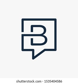 letter B with speech bubble line logo. talk logo vector modern illustration graphic abstract template. Chat concept Logo Template - VECTOR