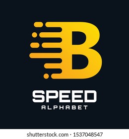 Letter B Speed Vector Logo Design. B letter font with Moving or Speed Design. Speed Icon.