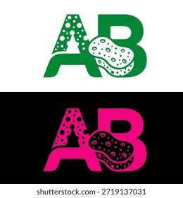 Letra A e B ícone de esponja design vetorial