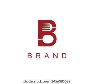 Letter B with spoon and fork logo icon design illustration