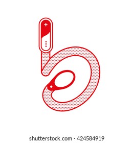Letter B with spoon in minimal outline design. Vector logo illustration for your identity or restaurant