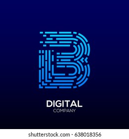 Letter B with Square shape, Dots and Lines logotype,Fast Speed, Delivery, Digital and Technology for your Corporate identity