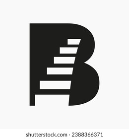 Letter B Stair Logo. Step Logo Symbol Alphabet Based Vector Template