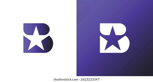 Letter B Star Logo Design Vector