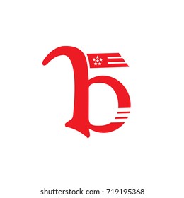 letter b with star stripes flag logo vector 
