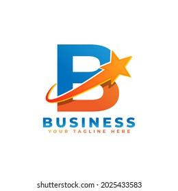 Letter B with Star Swoosh Logo Design. Suitable for Start up, Logistic, Business Logo Template