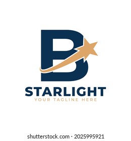 Letter B with Star Swoosh Logo Design. Suitable for Start up, Logistic, Business Logo Template