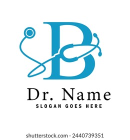 Letter B Stethoscope Logo. Alphabet B Doctor Business Icon