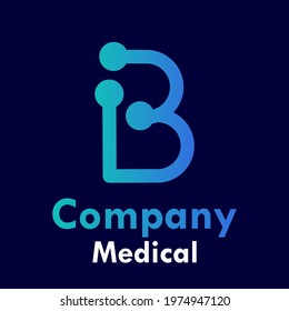 Letter b with stethoscope logo template illustration