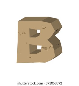 Letter B stone font. Rock alphabet symbol. Stones crag ABC sign
