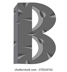 Letter B from stone on white background is insulated
