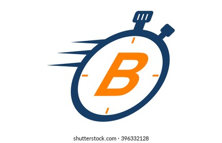 Letter B Stopwatch Logo