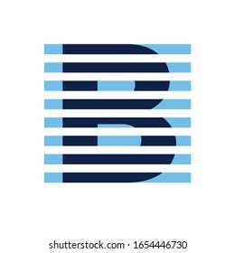 Letter B stripes logo design Curtain sign Minimal emblem Horizontal striped icon concept Simple graphic symbol Abstract monogram Vector template