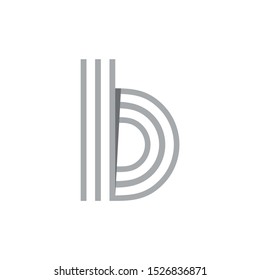 letter b stripes shadow design vector