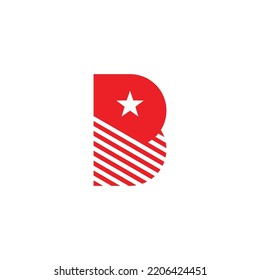 letter b stripes star flag logo vector 