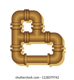 Letter B stylized as a pipes. Loft, steam punk style. Vector font.