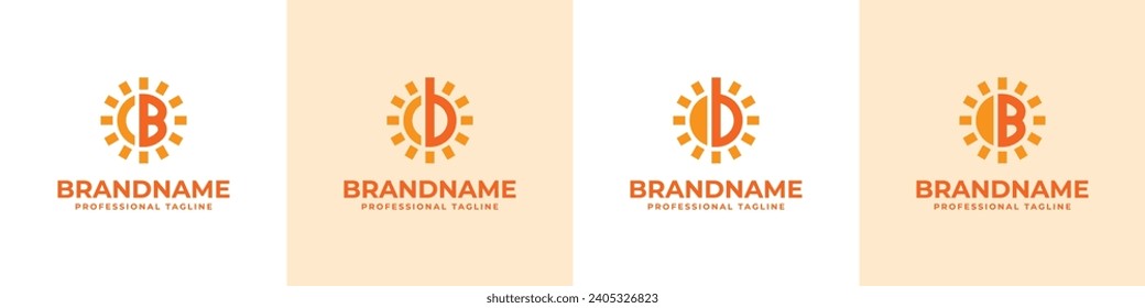 Letter B Sun Logo Set, suitable for business related to solar with B intial