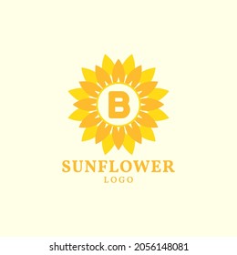 letter B sunflower warm and charming vector logo design