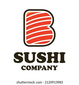 Letter b with sushi logo template illustration