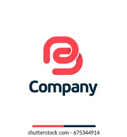 Letter b with a swirling red line