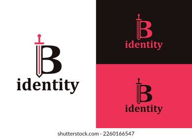 Letra B con concepto de combinación de espada. Muy adecuado para el símbolo, logotipo, nombre de la empresa, nombre de marca, nombre personal, icono y muchos más.