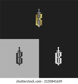 Letter b and sword logo