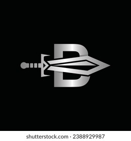 Letter B Sword weapon logo vector illustration, abstract vector illustration, Daggers and Knifes, logotype element for template.