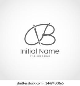 Letter B Tailor Logo. Needle With Thread Vector Icon. Lettering logo Tailor For Initial Name or Brand.