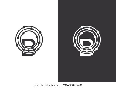 Letra B Con Logotipo De Tecnología De Destino Y Concepto De Icono En Plantilla De Vector.