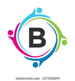 Letter B Teamwork Logo Unite Symbol Stock Vector (Royalty Free ...