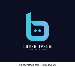 Letter B tech logo, chat design, communication, robot logo design Vector