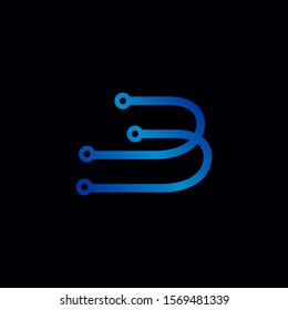 letter b tech logo design