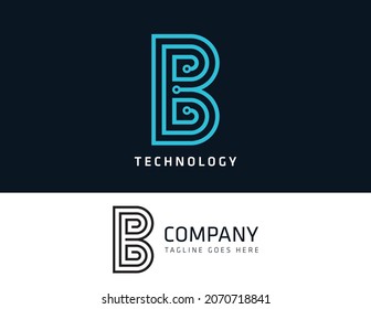 Letter B Tech Logo Design. Vector logo template