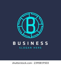 Diseño del logotipo técnico de la letra B. Icono de elegancia universal del logotipo de la ronda B inicial