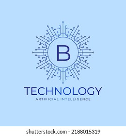 letter B technology boundaries artificial intelligence initial vector logo design element