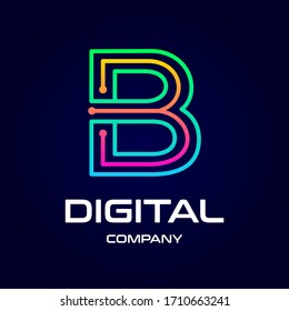 Letter B technology or digital vector logo template. This design use dot symbol. Suitable for company.